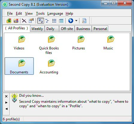 screenshot of Second Copy